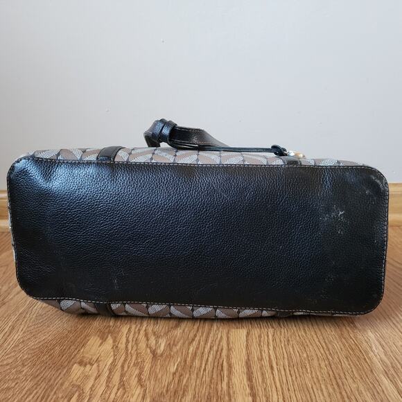 Brighton Roomey Black Leather & Saffian Interlok Tote Canvas Large Shoulder Bag - Picture 5 of 11